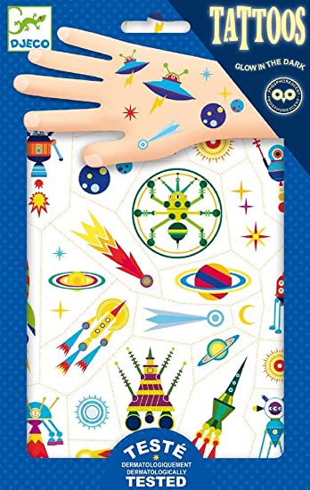 Tattoos Djeco Space Odity Brillan en la Oscuridad