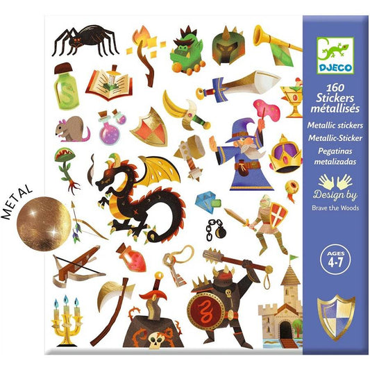 160 Stickers Metalizados Fantasía Medieval